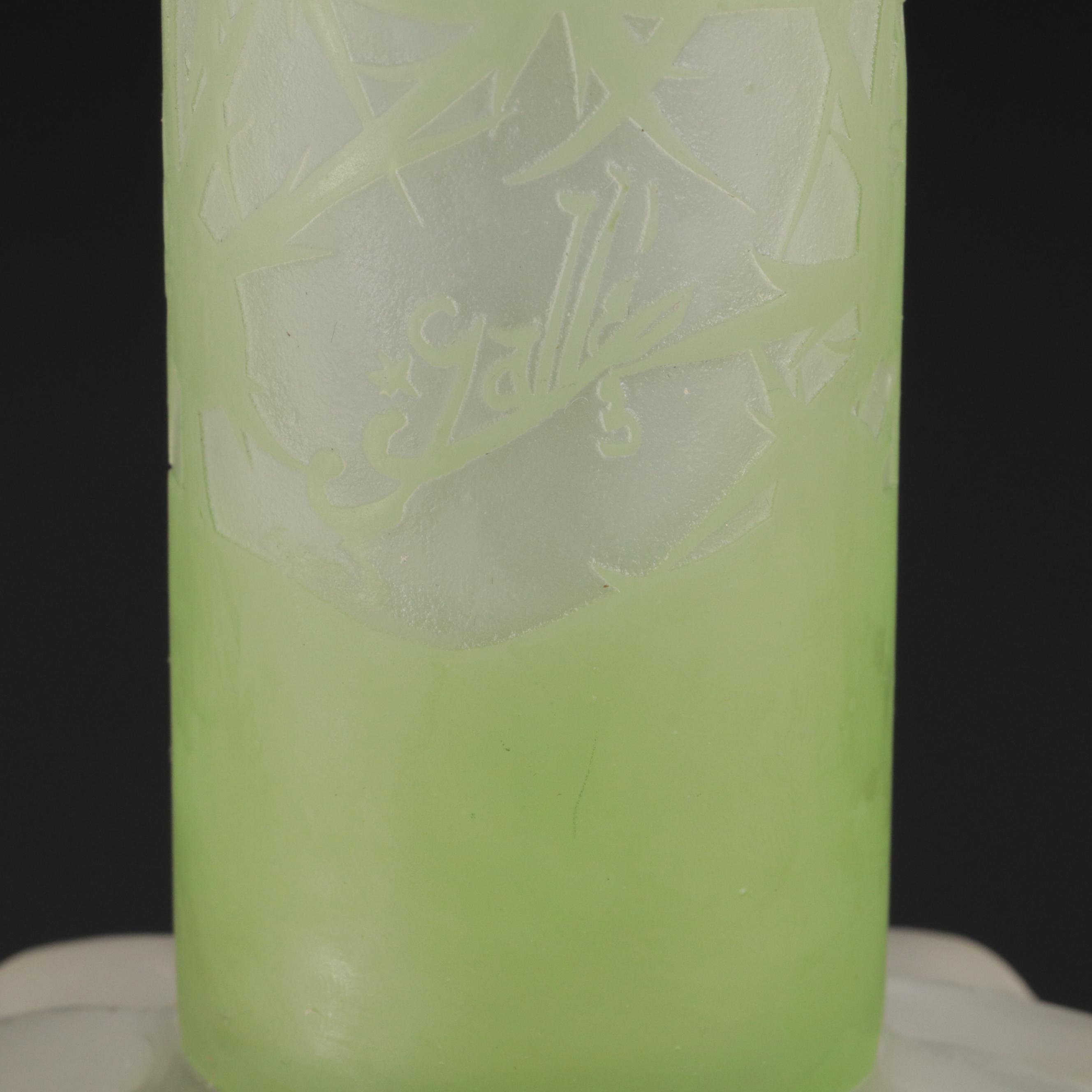 Gallé Art Nouveau Style Cameo Cut Art Glass Stick Vase, 20th Century EBTH