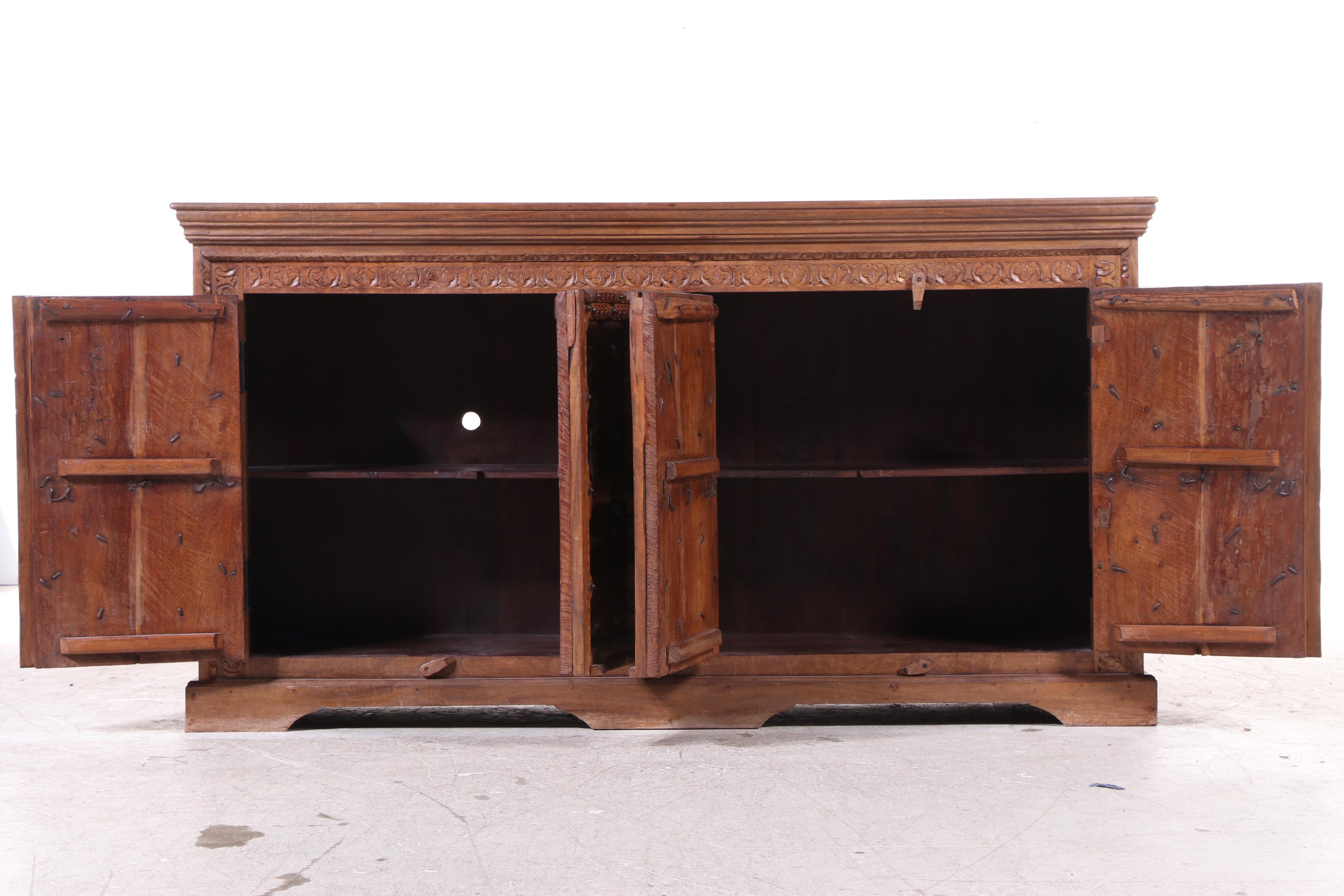 Indian Carved with Iron and Brass Ornaments EBTH