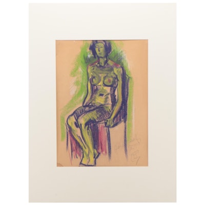 Hayley Lever Figure Drawing of Seated Female Nude
