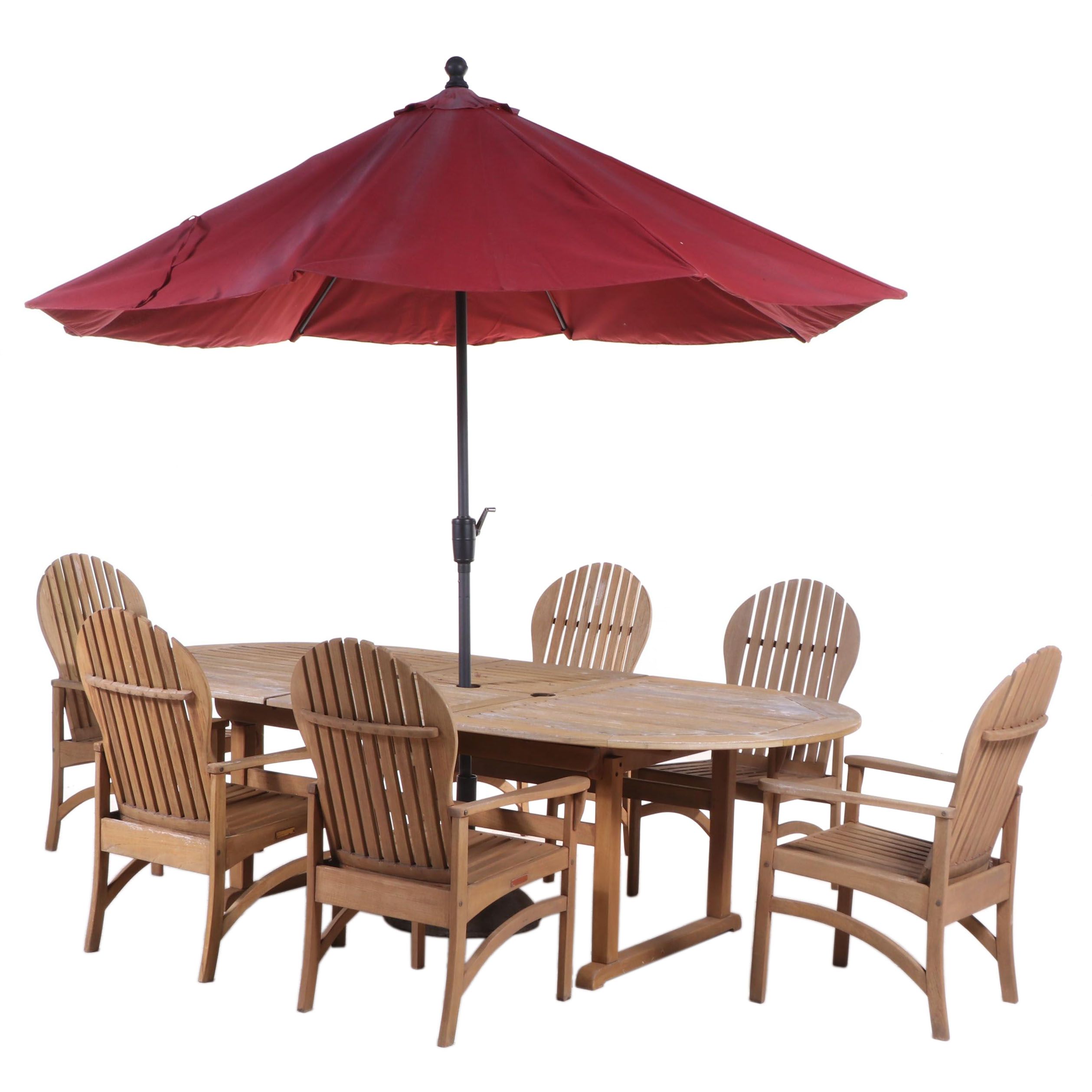 KingsleyBate Teak Patio Dining Set with Umbrella EBTH