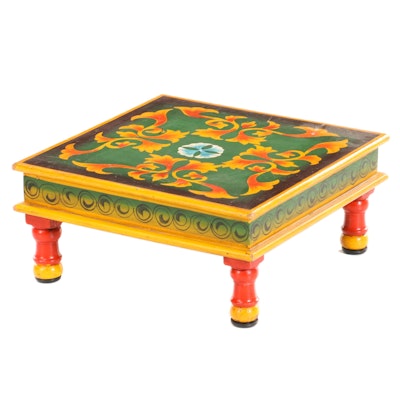 East Indian Paint-Decorated Wood Stand