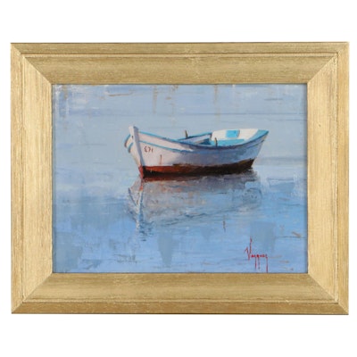 Marco Antonio Vazquez Oil Painting of Rowboat, 2022