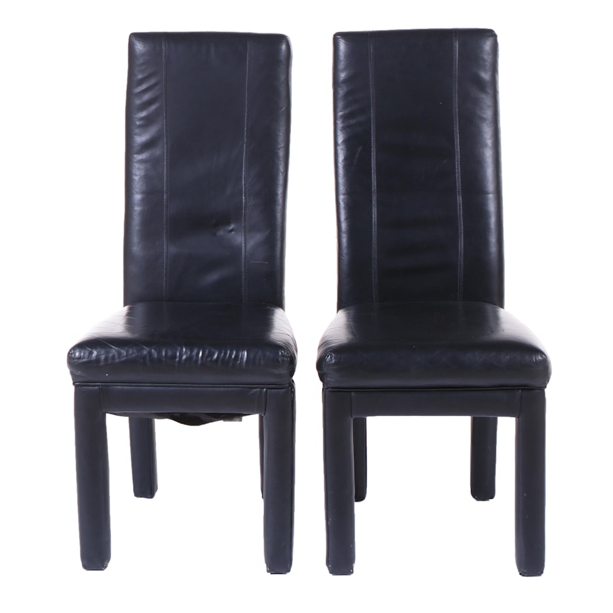 Pair of Faux Leather Side Chairs with Wrapped Legs