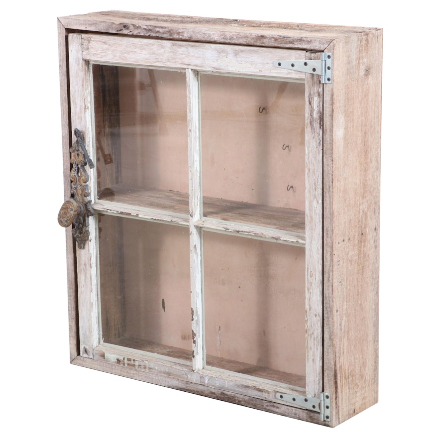 Four-Light Weathered Cabinet with Decorative Hardware