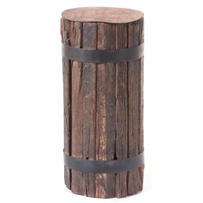 Bundled Wooden Pedestal with Iron Bands
