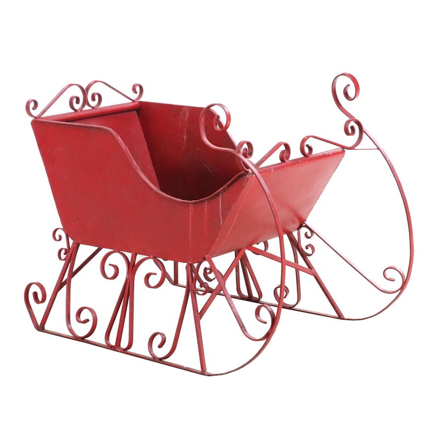 Decorative Painted Metal Outdoor Sleigh, Mid to Late 20th Century