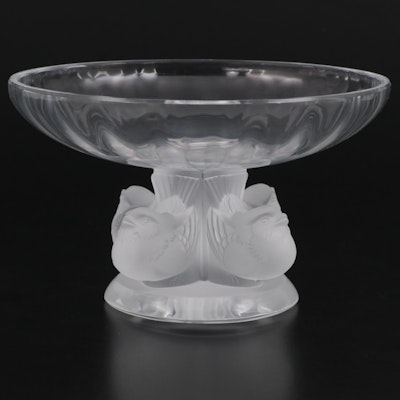 Lalique "Nogent" Frosted and Clear Footed Crystal Bowl