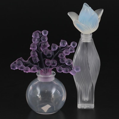 Lalique "Clairefontaine" and "Chine" Crystal Perfume Bottles, 1990s