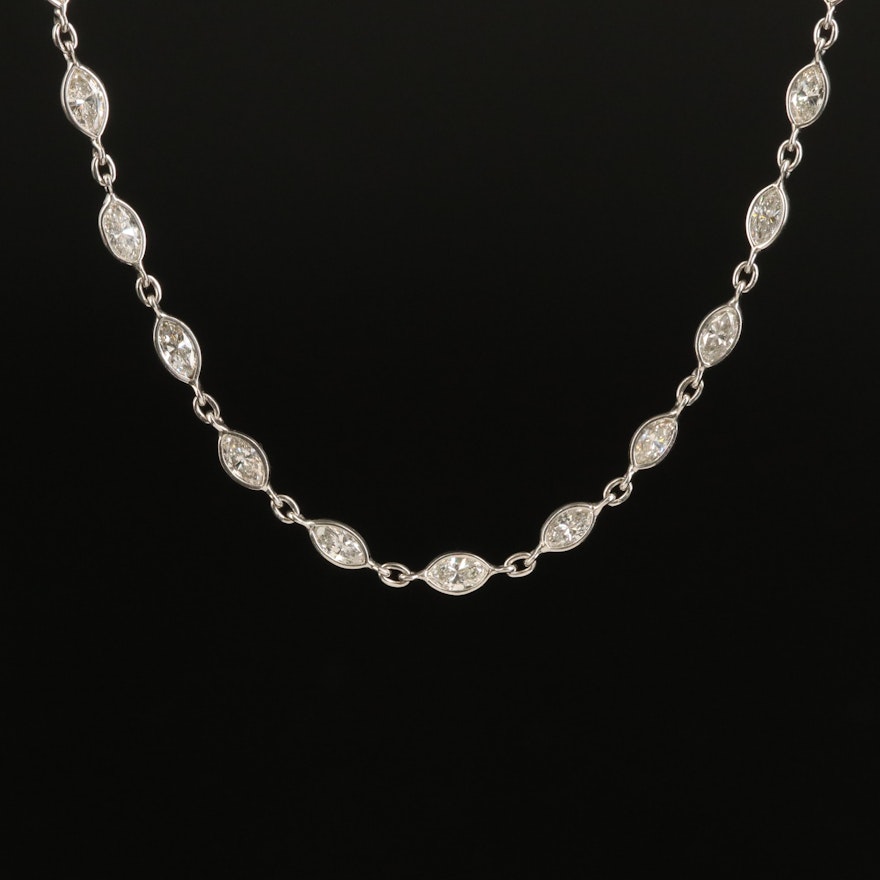 Platinum 9.35 CTW Diamond Station Necklace