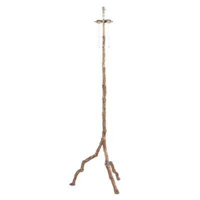 Italian Cast Metal Twig-Form Floor Lamp in Bronze Finish
