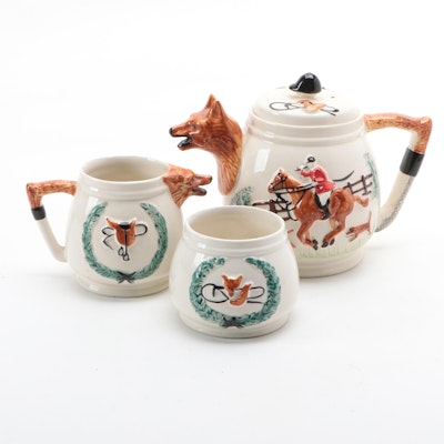 Paramount Pottery "Fox and Hounds" Ceramic Tea Set, 1940s-50s