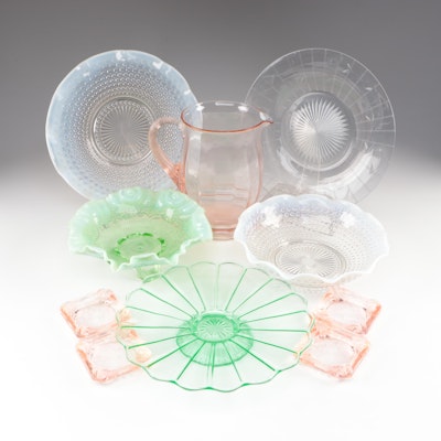 Anchor Hocking "Moonstone Opalescent" with Other EAPG and  Depression Glass