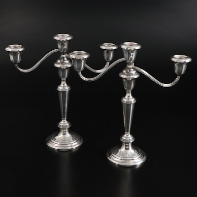 Gorham "Strasbourg" Weighted Sterling Silver Candelabras, Early to Mid-20th C.