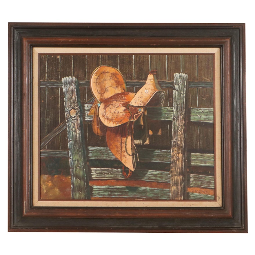 Western Still Life Oil Painting, Late 20th Century