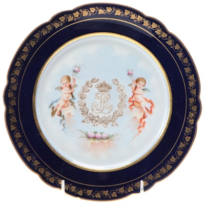 Sèvres Louis Phillippe Insigna Chateau des Tuileries Porcelain Plate