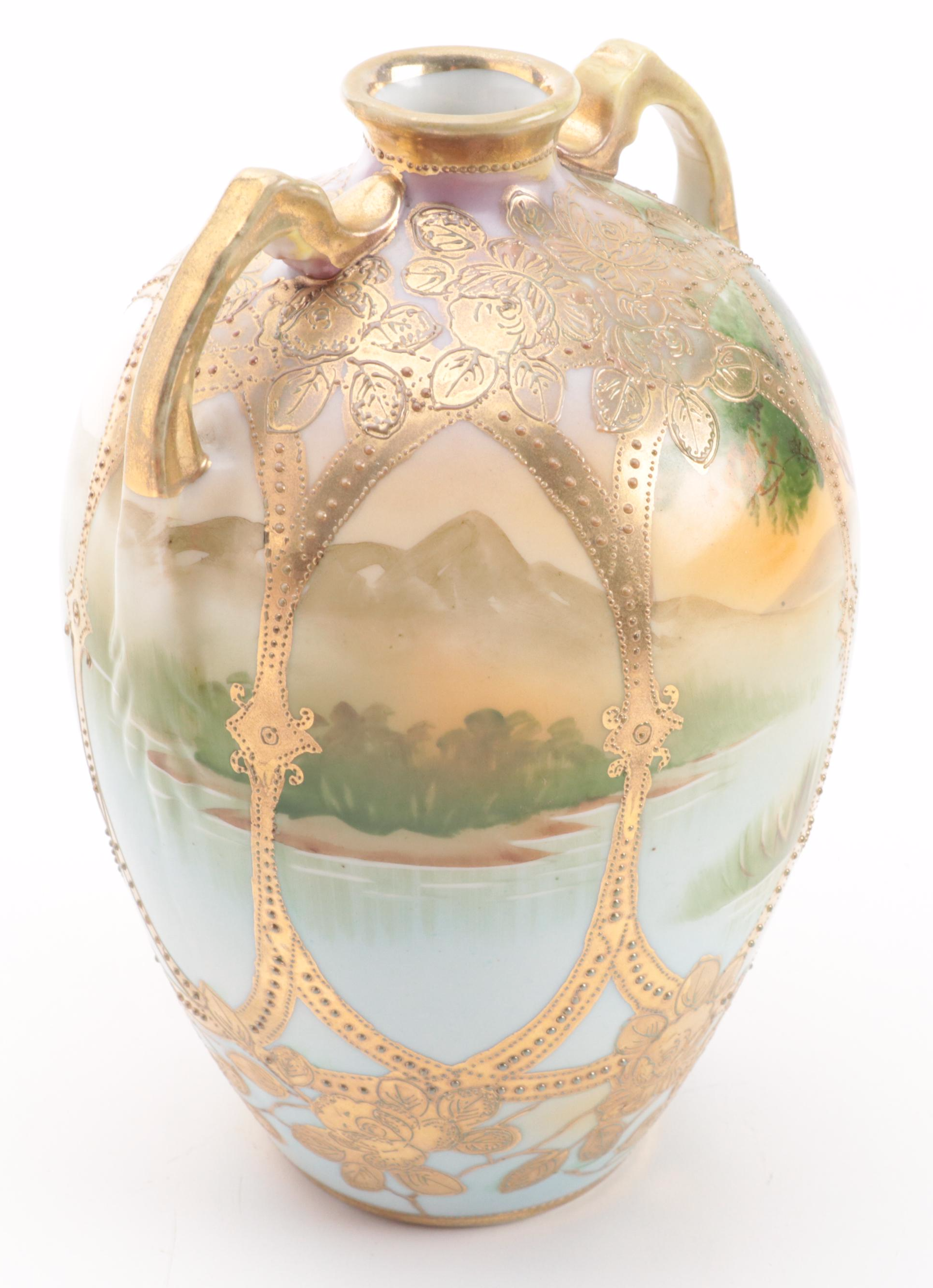 Morimura Gumi Nippon HandPainted Porcelain Vase, Late 19th/Early 20th