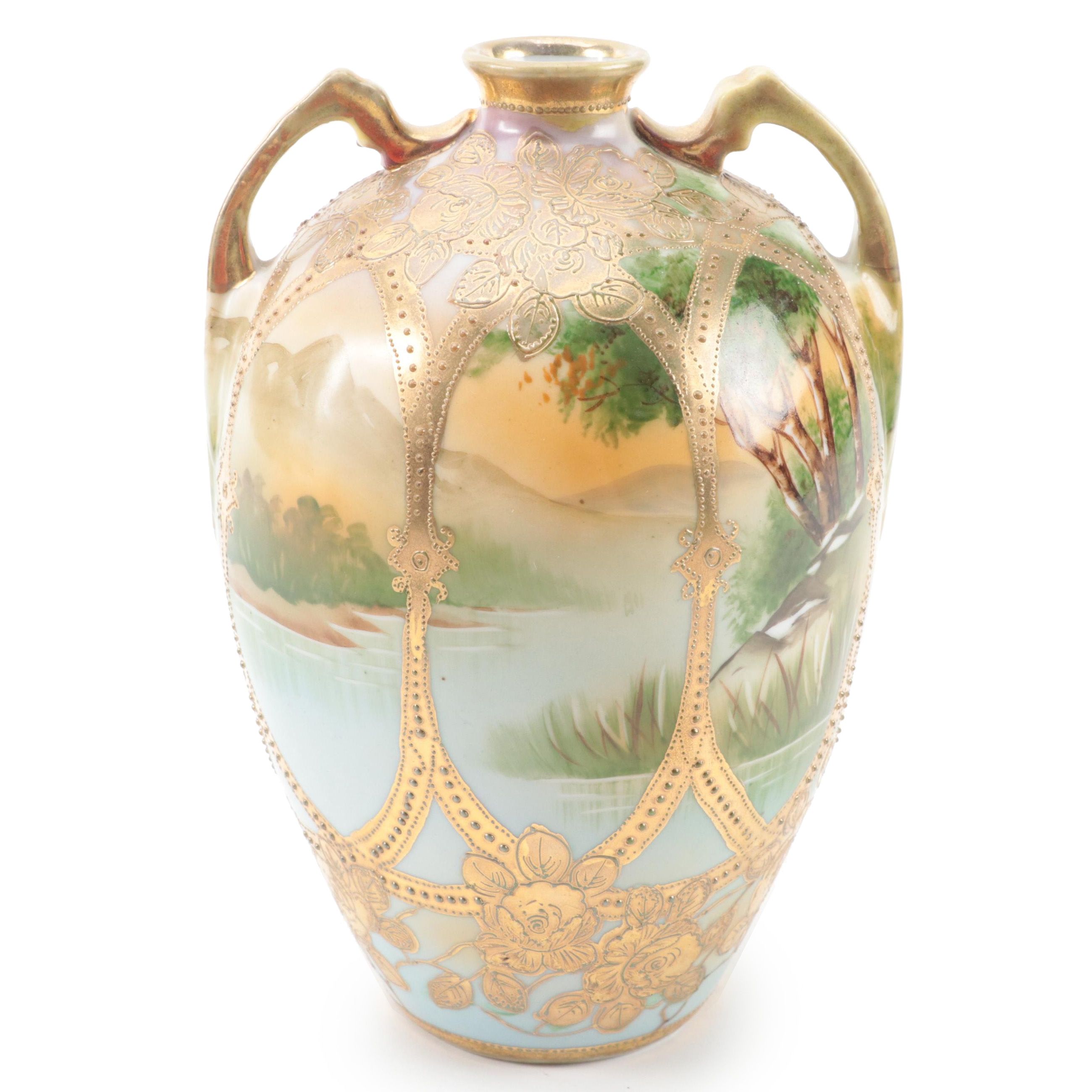 Morimura Gumi Nippon HandPainted Porcelain Vase, Late 19th/Early 20th