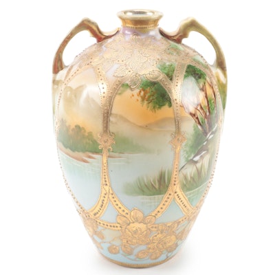 Morimura Gumi Nippon Hand-Painted Porcelain Vase, Late 19th/Early 20th C.