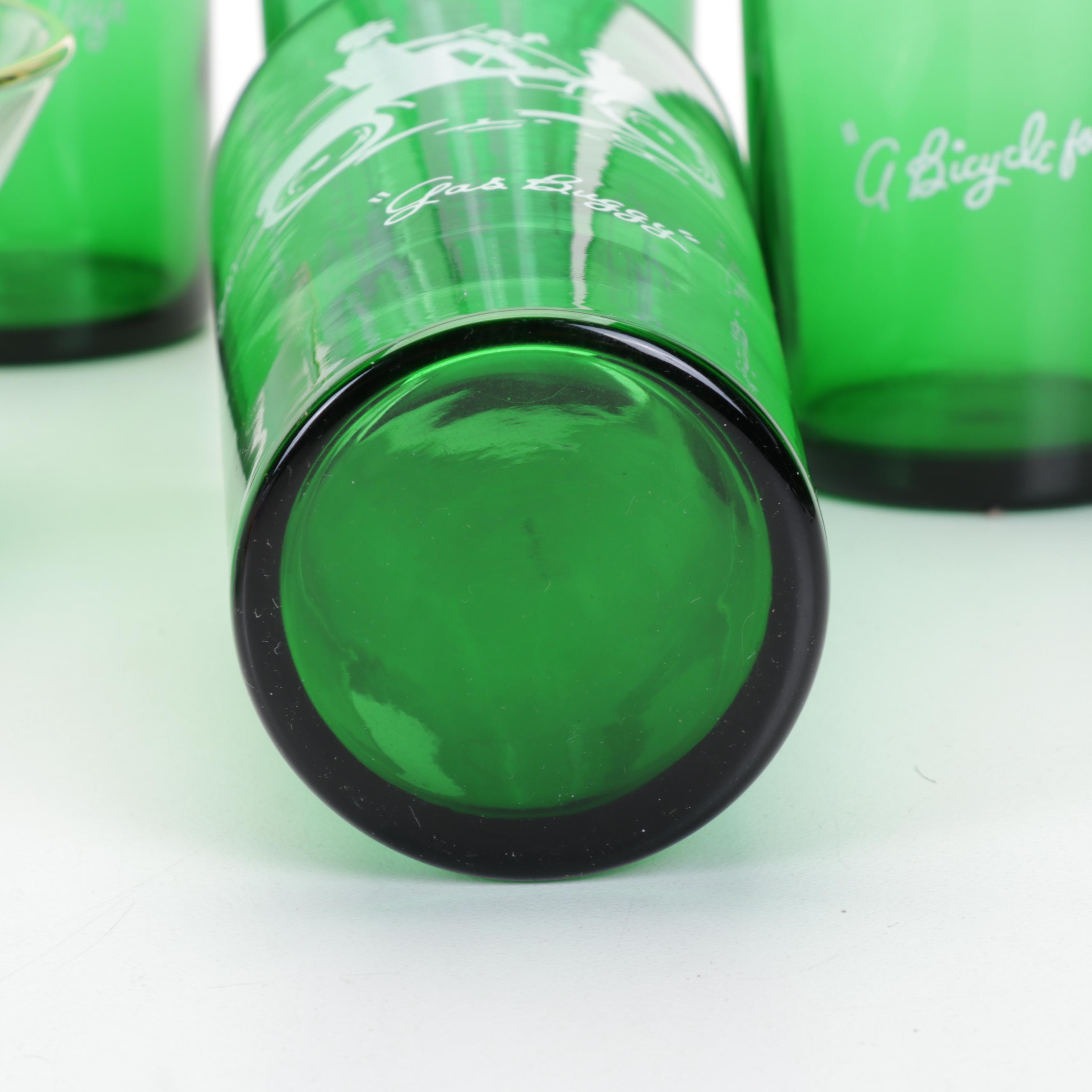 West Virginia Glass Co. "Blendo" Salad Set with Anchor Hocking Tumblers