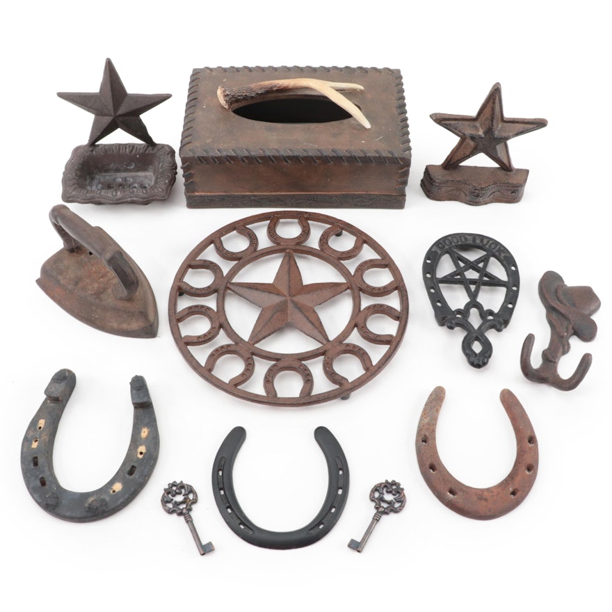 Cast Iron Trivets with Horseshoes and Other Décor