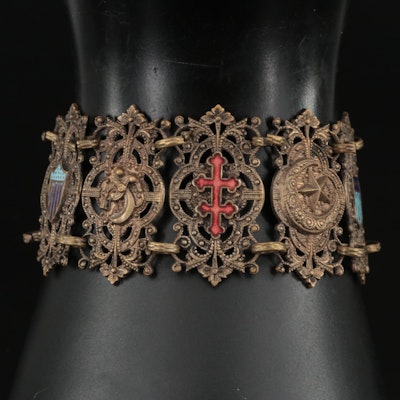 1920s Egyptian Revival Enamel Panel Bracelet