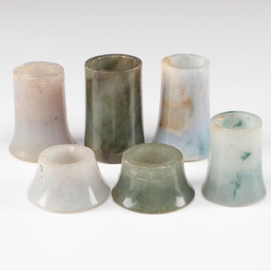 East Asian Carved Jadeite Scroll Mounts