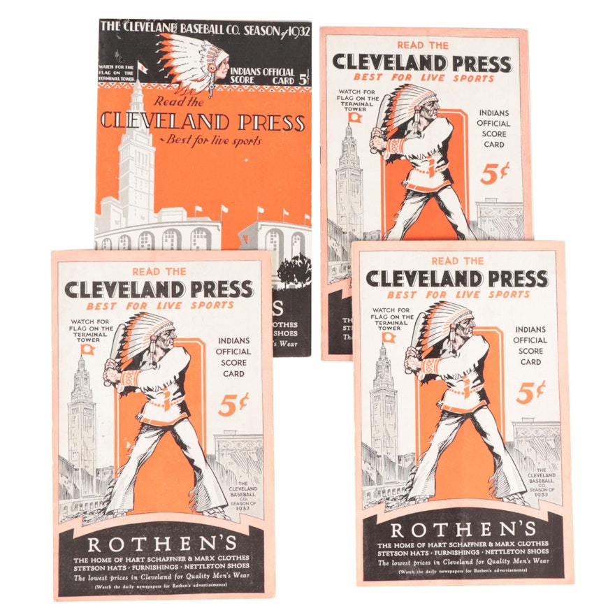 1932 Cleveland Indians Baseball Scorecards, Games Against White Sox and More