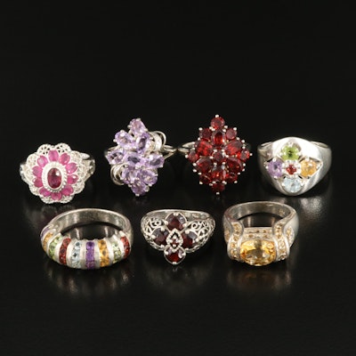 Sterling Ring Selection Featuring Garnets, Corundum and Citrine