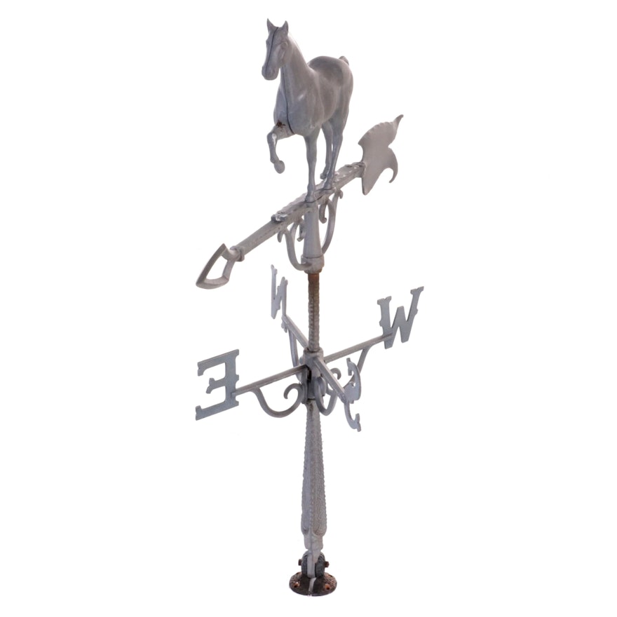 Painted Wrought and Cast Metal Horse Weather Vane