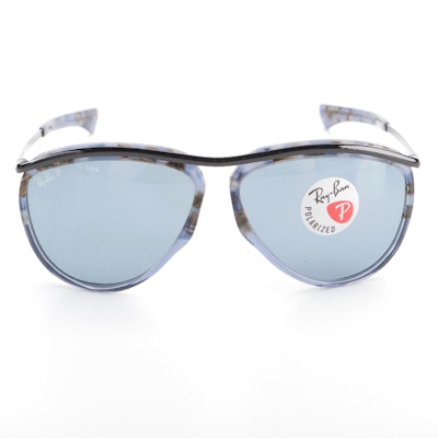 Ray-Ban RB2219 Olympian Aviator Blue Havana Polarized Sunglasses with Case