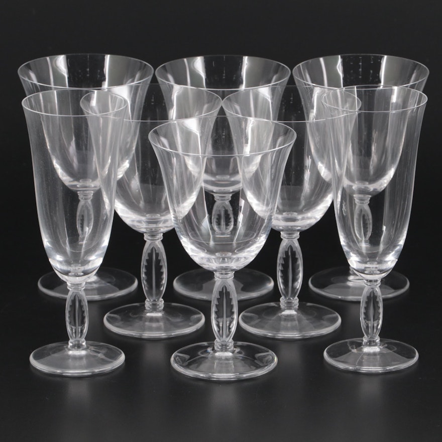 Lalique "Fontainebleau" Crystal Goblets and Champagne Glasses, 1990–2006