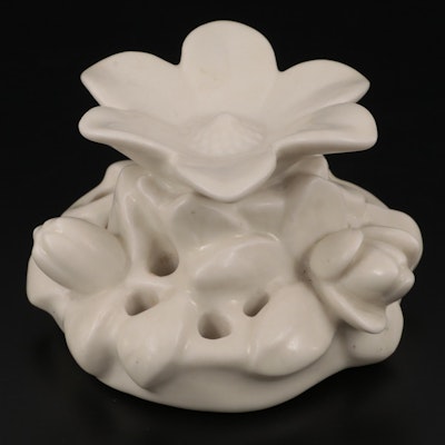 Rookwood Pottery Matte Glaze Lotus Flower Frog, 1940