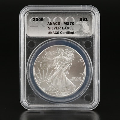 ANACS Graded MS70 2009 $1 American Silver Eagle