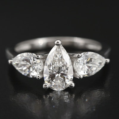 Platinum 2.30 CTW Lab Grown Diamond Three Stone Ring with IGI Reports