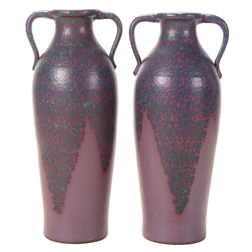 Pair of Handcrafted Glazed Ceramic Floor Vases