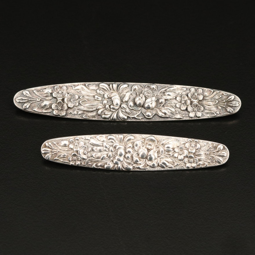 Stieff Sterling Floral Bar Brooches