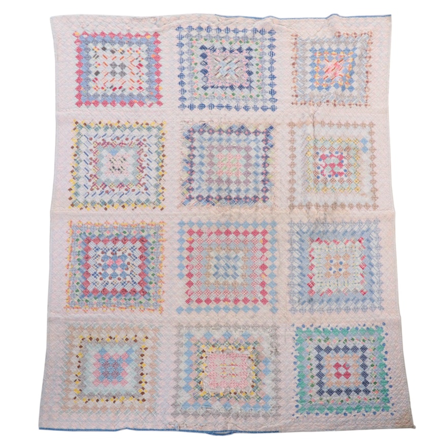 Handmade Appliqué Cotton Quilt, Late 19th/Early 20th Century