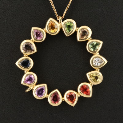 18K Sapphire and Diamond Pendant Necklace