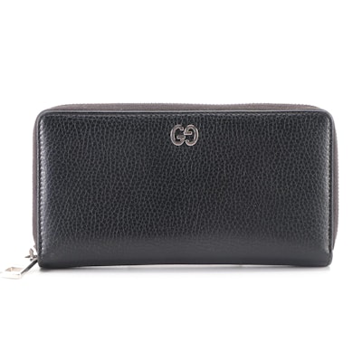 Gucci GG Zip-Around Wallet in Black Grained Leather
