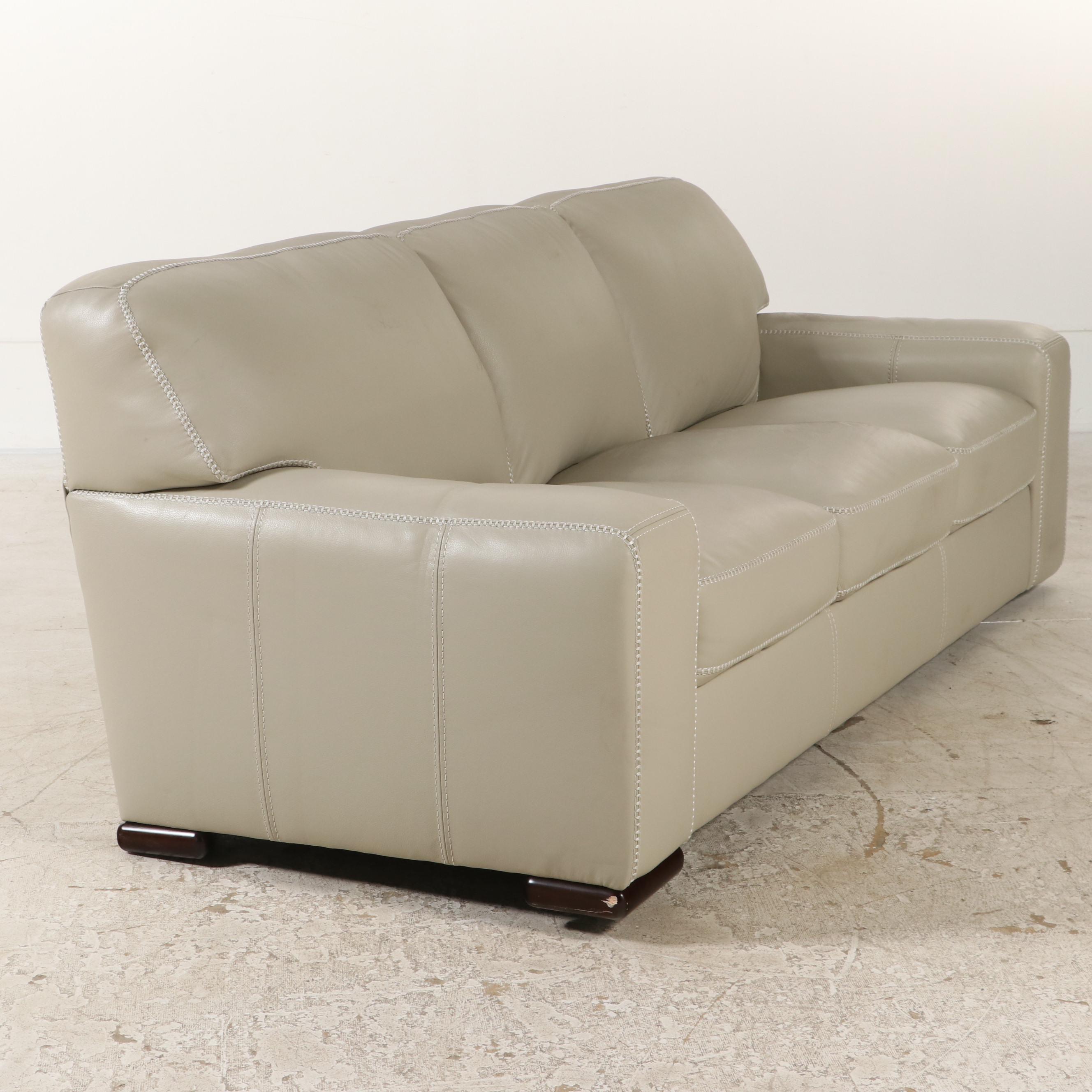 Simon Li "Buckley" Beige Leather Sofa EBTH