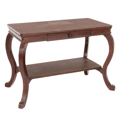 Colonial Revival Walnut and Oak Library Table, Early 20th Century