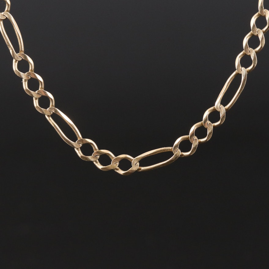 Italian 10K Figaro Chain Necklace