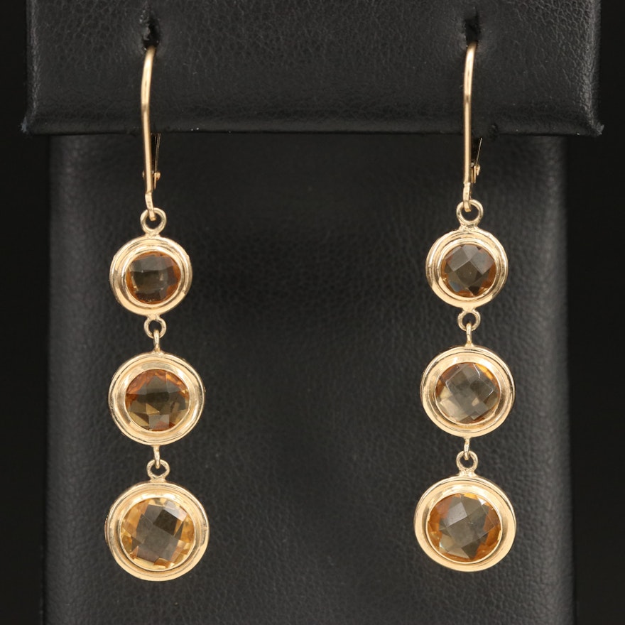 Mexican 14K Citrine Tiered Earrings