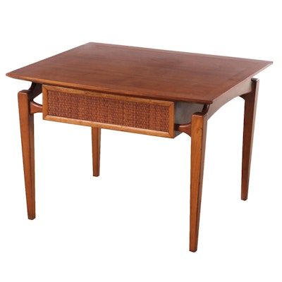 Lane "Esteem" Mid Century Modern Walnut and Caned End Table