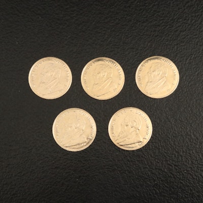 Five 14K Miniature Replica Coins Patterned After South African Krugerrands