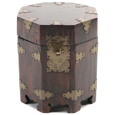 Korean Brass Mounted Wood Storage Box