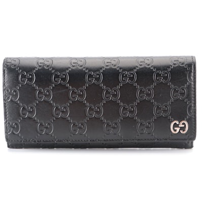 Gucci Long Wallet in Black GG Guccissima Leather with Box