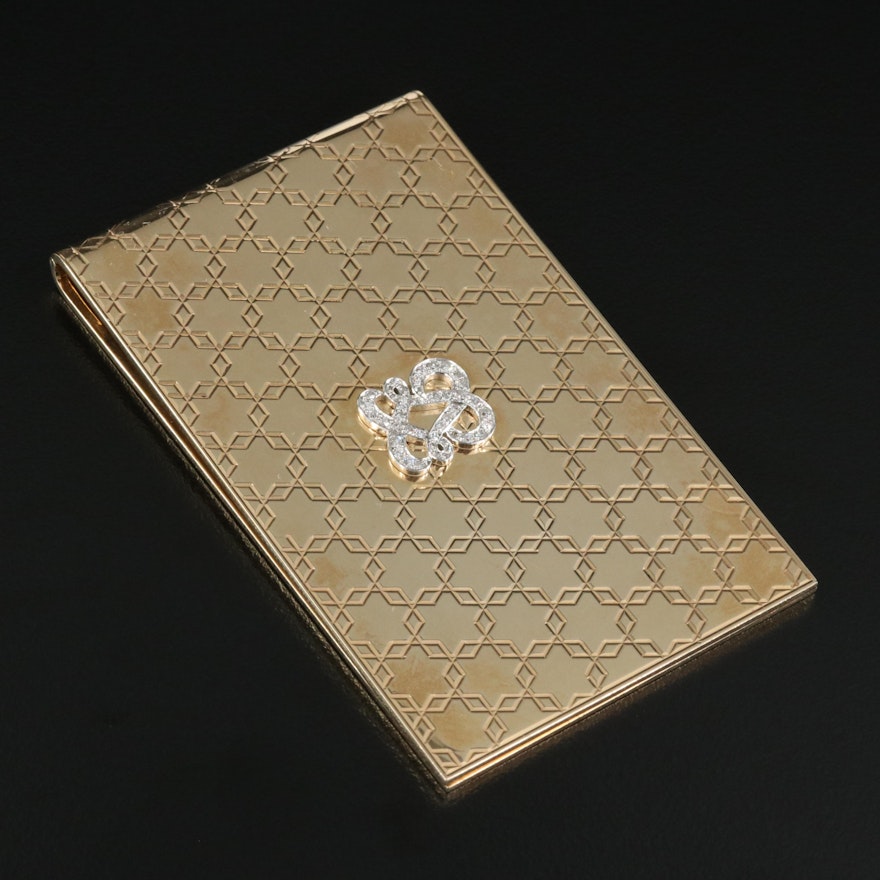 Cartier 14K Gold Money Clip with Platinum and Diamond Accents