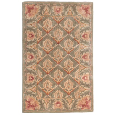 3'5 x 5'5 Hand-Tufted Indian Carved Floral Area Rug