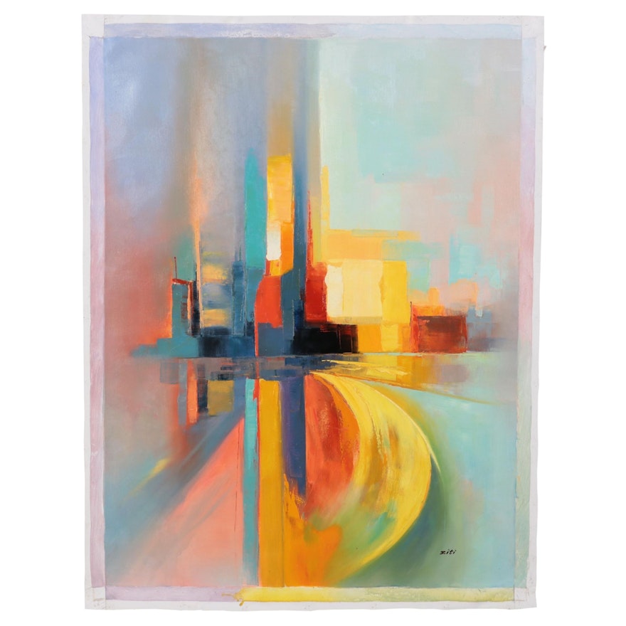 Ziti Large-Scale Abstract Oil Painting, 21st Century